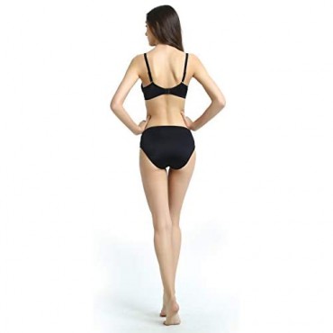 Women’s Lace Underwear Hipster Panties Mid Waist Microfiber Soft Stretch Sexy Bikini Briefs for Ladies