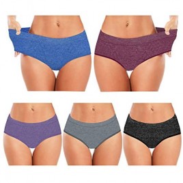 Women's Seamless Underwear Soft Bikini No Show Hipster Panties Ladies Full Coverage Briefs 5-Pack