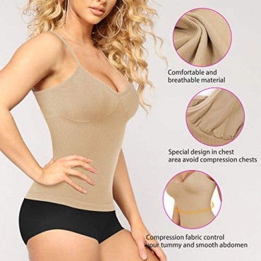 Irisnaya Shapewear Tops for Women Tummy Control Tank Shaping Camisole Seamless Body Shaper Slimming Cami Waist Trainer Vest