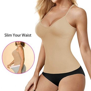 Irisnaya Shapewear Tops for Women Tummy Control Tank Shaping Camisole Seamless Body Shaper Slimming Cami Waist Trainer Vest