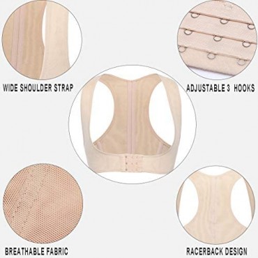 Joyshaper Chest Brace Up Women Posture Corrector Shapewear Breast Back Support X Strap Bra Support Shaper Vest Tops (Beige - Racerback S)