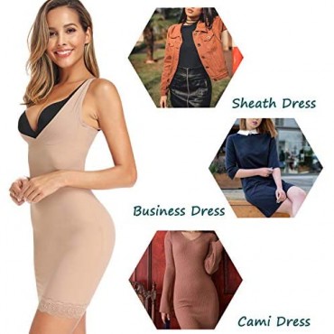 Joyshaper Full Slips for Under Dresses Slimming Long Cami Camisole Women Slip Dress Body Shaper (Beige M)