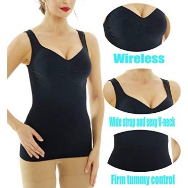 KHAYA Women's Shapewear Tank Top Wireless Firm Tummy Control Underwear Vest Molded Cup Cami Body Shaper