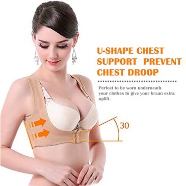 Refial Chest Brace Up for Women Chest Support Shapewear Tops Posture Corrector Breast Support Posture Corset Bra X Strap Vest Beige