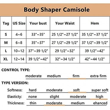 Shapewear Tank top Tummy Control Slimming Padded Camisole with Built in Bra top Body Shaper cami for Women
