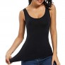 Shapewear Tank top Tummy Control Slimming Padded Camisole with Built in Bra top Body Shaper cami for Women (Black-No Padded  Large)