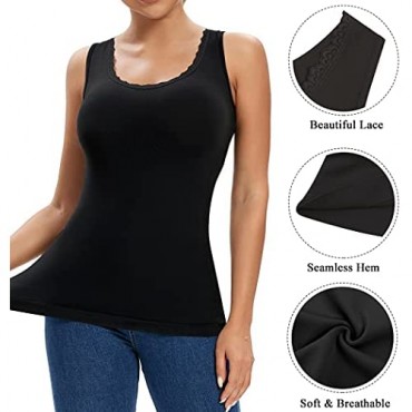 Slimming Tank Tops for Women Seamless Camisole Tank Basic Layering Tank Tops Lace Cami
