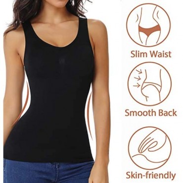 Tummy Control Camisole for Women Shapewear Tank Tops with Built in Bra Slimming Compression Top Vest Seamless Body Shaper