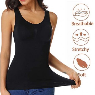 Tummy Control Camisole for Women Shapewear Tank Tops with Built in Bra Slimming Compression Top Vest Seamless Body Shaper