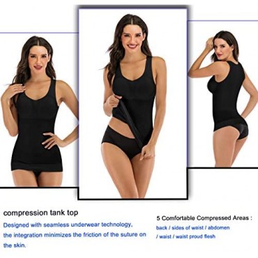 Women's Compression Camisole with Built in Removable Bra Pads Body Shaper Tank Top