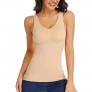 Womens Compression Shapewear Tank Tops with Built-in Bra Basic Camisole Tummy Control Slimming Cami Shaper (Beige L)