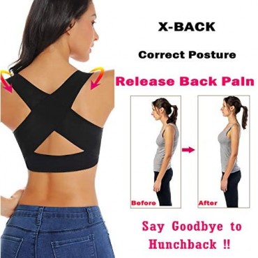 WOWENY Chest Brace Up for Women Posture Corrector Shapewear Tops Breast Support X Back Shaper