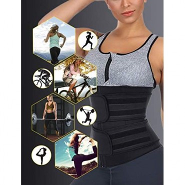 DANALA Women Waist Trainer Neoprene Zipper Double Belt Workout Slimming Trimmer
