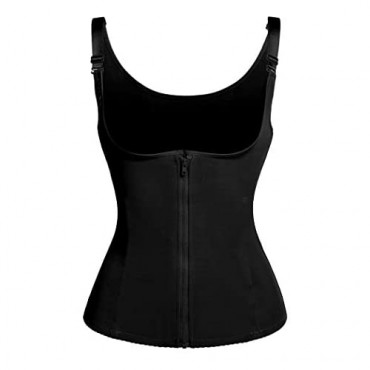 Ekouaer Women Waist Trainer Shapewear Zipper & Hook Body Shaper Vest Neoprene Sweat Corset for Tummy Control S-4XL