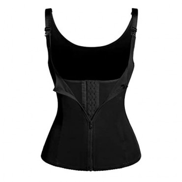 Ekouaer Women Waist Trainer Shapewear Zipper & Hook Body Shaper Vest Neoprene Sweat Corset for Tummy Control S-4XL