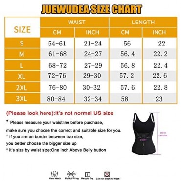 JUEWUDEA Women Waist Trainer Corset Zipper Vest Weight Loss Body Shaper Sport Cincher Tank Top with Adjustable Straps