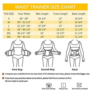 MISS MOLY Women Latex Waist Trainer Corset Workout Waist Cincher Weight Loss Faja Trimmer Belly Belt with Double Straps