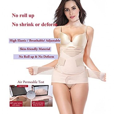 Postpartum Belly Wrap Girdle Band 3 in 1 Post Partum Support Recovery Belly Belt Shapewear Nude One size fits waistline 26-39