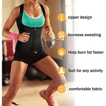 Rolewpy Women Sweat Neoprene Waist Trainer Hot Slimming Sauna Vest Tummy Control Body Shaper for Weight Loss