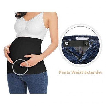 Seamless Belly Band with Pants Extenders for Pregnancy and Postpartum Maternity Shirts Clothing Extender