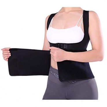 TFO Women's Corset Sweat Belt Waist Trainer 9 Steel Boned Neoprene Girdle for Weight Loss Workout Shapewear