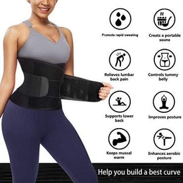TrainingGirl Women Sweat Waist Trimmer Trainer Belt Sauna Belly Band Shaper for Weight Loss Tummy Control Back Support