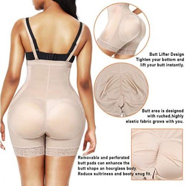 CINDYLOVER Women's Butt Hip Pads for Women High Waist Tummy Control Fajas Shapewear Butt Lifter Enhancer Body Shaper Beige