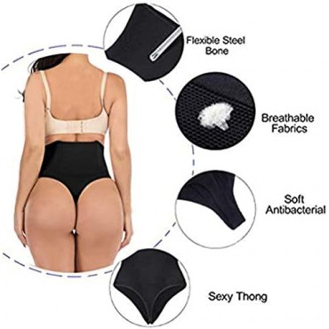 SLTY Women's High Waisted Control Cincher Tummy Control Thong Panties Slimmer Body Shaper Butt Lifter Underwear