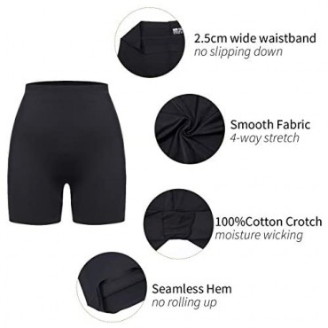 WOWENY Mid-Rise Smooth Slip Shorts Panty for Women Under Dress Anti Chafing Boyshort Safe Panties