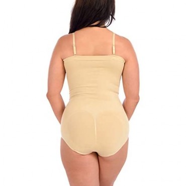 Body Beautiful Women's Strapless Bodysuit with Removable Straps Seamless Tummy Control Shaper