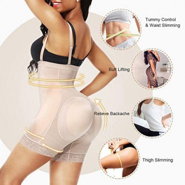 DANALA Women's Firm Tummy Control Shapewear Bodysuit with Removable Butt Pads