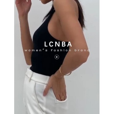 LCNBA Women's Sexy High Neck Sleeveless Bodysuit Basic Top Bodysuit Jumpsuit