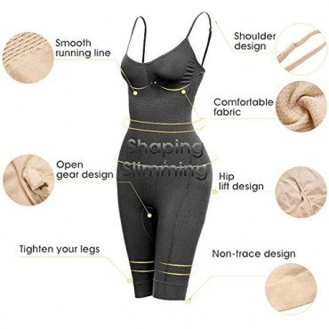 POP CLOSETS Women Seamless Full Body Shapewear Tummy Control Butt Lifter Body Shaper Thigh Slimmer Bodysuit with Straps