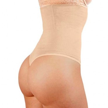 ShaperQueen 102 Thong Shaper Panty - Womens Waist Cincher Trainer High-Waisted Girdle Faja Body Tummy Control Panty Shapewear
