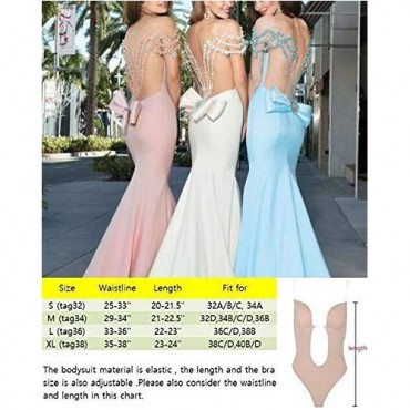 sufang Backless Women Body Shapers Bodysuit Clear Strap Party Dress Invisible Bras