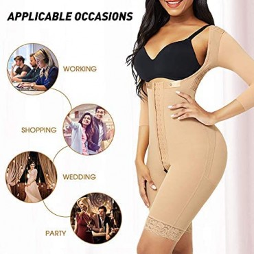 YOUCOO Women Body Shaper Fajas Full Shapewear with Sleeve and Removeable Bra