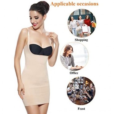 KHAYA Women's Adjustable Full Slip Straps Shapewear Strapless Dresses Tummy Control Body Shaper Dress