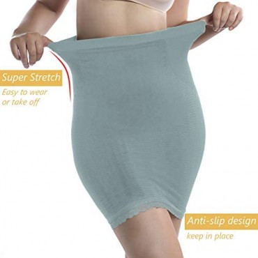 +MD Women Half Slip for Under Dresses Shorts Underskirt with Lace Hem High Waist Mini Skirts Butt Lifter Slimming Body Shaper