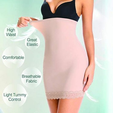 Shapewear Dress Slip for Under Dresses Half Slip Tummy Control Seamless Slimming Slip Body Shaper with Lace