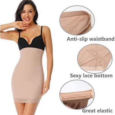 Shapewear Dress Slip for Under Dresses Half Slip Tummy Control Seamless Slimming Slip Body Shaper with Lace