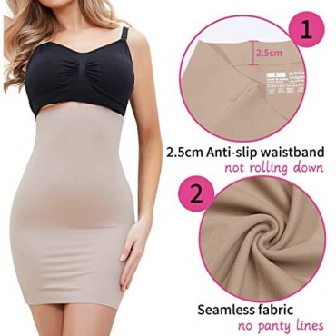 SLIMBELLE Seamless Half Slips for Women Under Dresses Cool Comfort High Waist Shaper Tummy Control Tight Skirt Undergarments