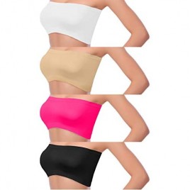 Coobey 4 Pack Women Tube Tops Summer Non-Padded Seamless Bra  4 Colors