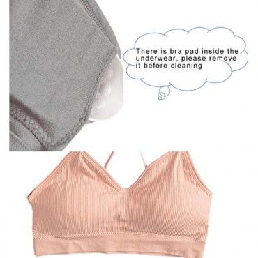 KCDDUMK 4 Pieces Cami Bras - Women's V-Neck Padded Seamless Straps Bralette Everyday Basic Sleeping Bra