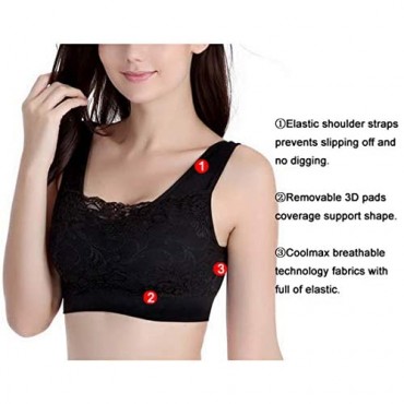 Lace Bralettes for Women Padded Sports Bra Seamless Women’s Tank Tops Wirefree Comfort Yoga Cami Bras