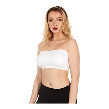 UNIQUE STYLES ASFOOR 3 Pieces Strapless Bandeau Bra Supportive Wireless Padded Tube Tops for Women