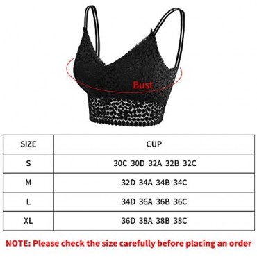 URATOT 6 Pieces Lace Bralettes for Women Girls Lace Daily Cami Bra with Removable Pads