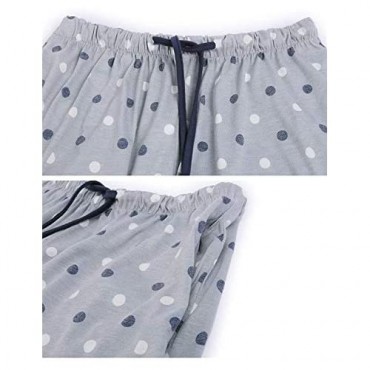Aibrou Womens Pajama Shorts Sleep Shorts Polka Dot Pattern Lounge Boxer Shorts with Pockets