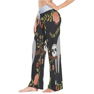 ALAZA Women's Pajama Lounge Pants Casual Stretch Pants Wide Leg