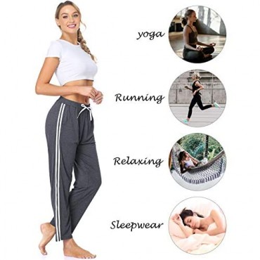 ASIMOON Women's Casual Pants Soft Stretch Loose Yoga Pants Comfy Pull on Lounge Leisure Pants for Women with Pockets
