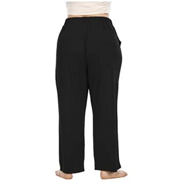 Beocut Womens Plus Size Pajama Pants with Pockets Sleepwear Sleep Lounge Bottoms Yoga Pants
